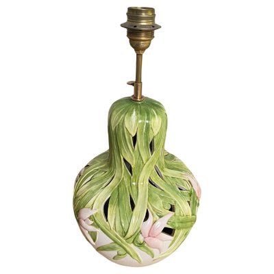 Table Lamp in Crakled Enemeled Ceramic in Green Pink and White Colors, France, 1970s-UR-1739968