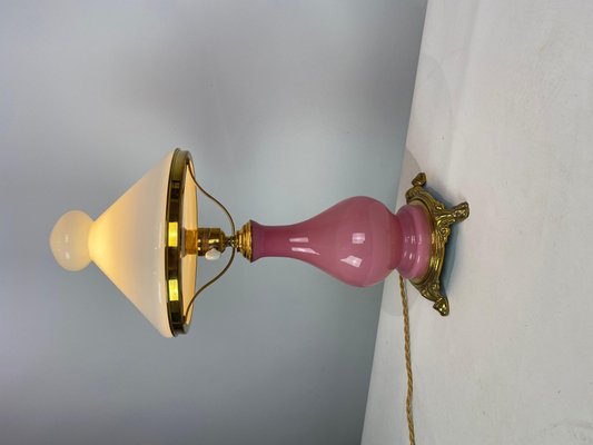 Table Lamp in Pink Opaline Glass, 1930s-UY-1048149