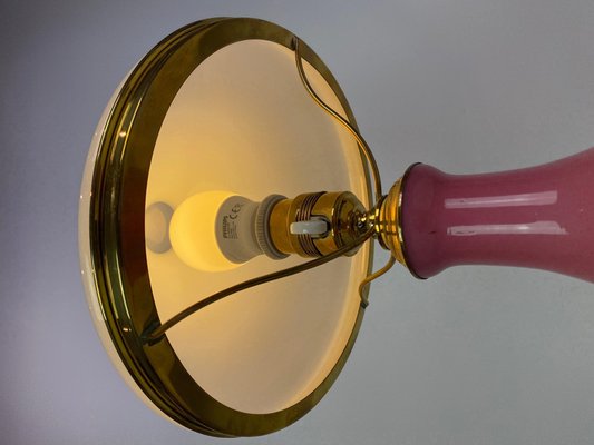 Table Lamp in Pink Opaline Glass, 1930s-UY-1048149