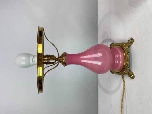 Table Lamp in Pink Opaline Glass, 1930s-UY-1048149