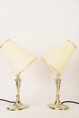 Table Lamps Alpaca with Oval Base and Fabric Shades, Vienna, 1920s, Set of 2-SPD-1702622