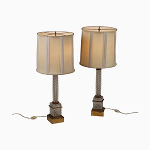 Table Lamps in Cut Crystals with Bronze Lampshades, 1900s, Set of 2-VMM-1724763