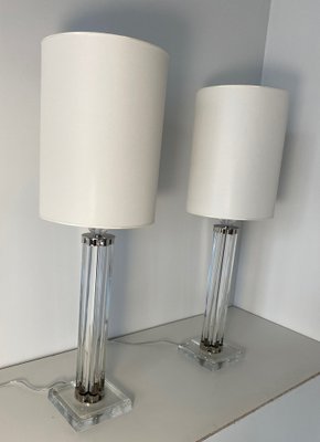 Table Lamps in Murano Glass and Chrome with White Lampshade, 2000s, Set of 2-FF-1404549