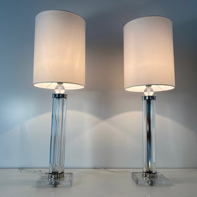 Table Lamps in Murano Glass and Chrome with White Lampshade, 2000s, Set of 2-FF-1404549