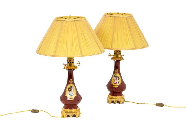 Table Lamps in Porcelain and Bronze by Madeleine Castaing, 1880s, Set of 2-CEJ-1186732