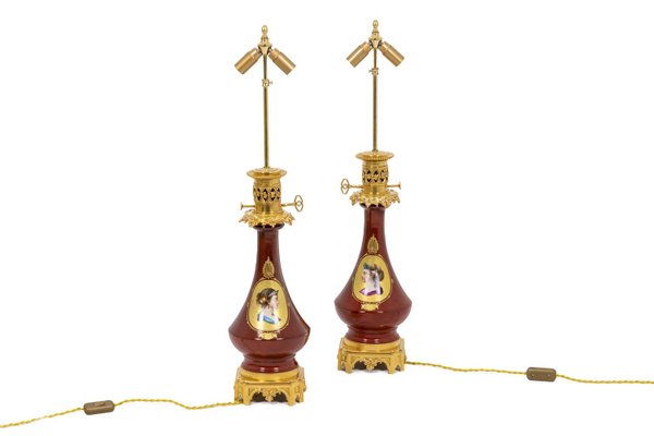 Table Lamps in Porcelain and Bronze by Madeleine Castaing, 1880s, Set of 2-CEJ-1186732