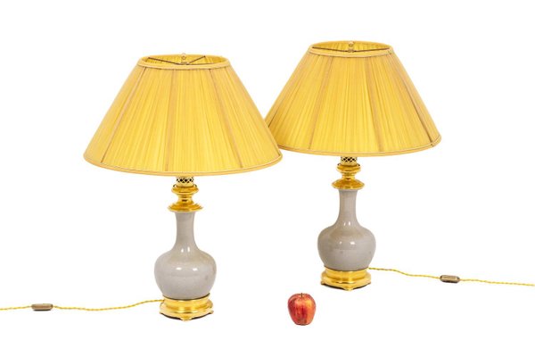 Table Lamps in Porcelain of Céladon and Bronze, 1880s, Set of 2-CEJ-1186731