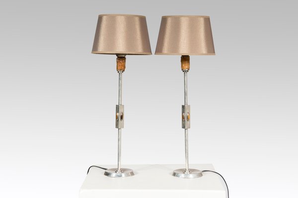 Table Lamps in Silver and Tiger's Eye, 1960s, Set of 2-NJJ-955148