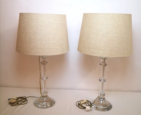 Table Lamps with Glass Base, 1960s, Set of 2-ELB-877432