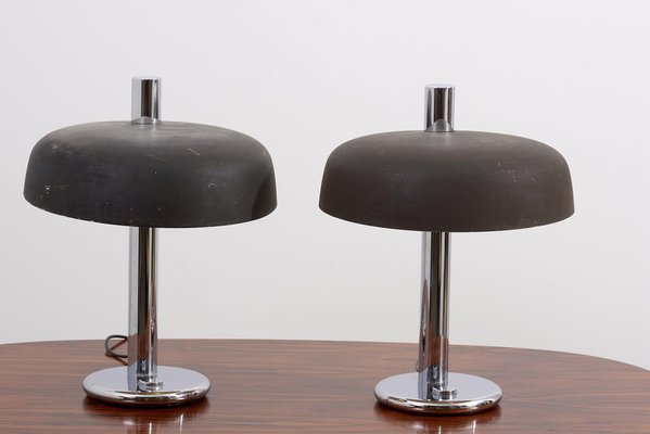 Table Lamps with Steel Base, 1960s, Set of 2-SFD-1162622