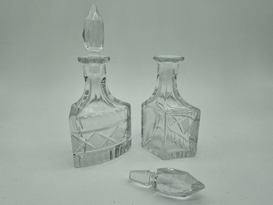 Table Set for Oil and Vinegar in Glass and Silver, 20th Century, Set of 7-ZUW-1804080