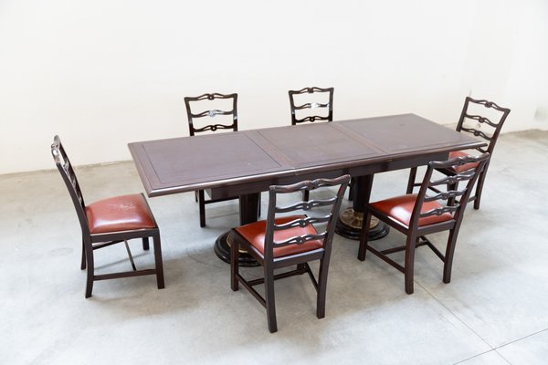 Table with Naval Chairs, 1980, Set of 7-KNM-1741597