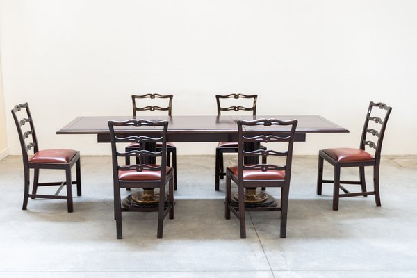 Table with Naval Chairs, 1980, Set of 7-KNM-1741597