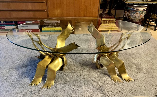 Table with Sculptures of Flying Cranes by Willy Daro, 1970s-OPE-1764690