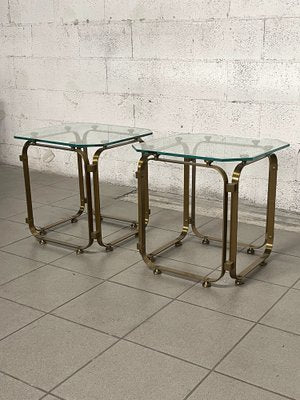 Tables in Brass and Glass, 1970s, Set of 2-JHL-1820799