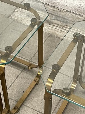 Tables in Brass and Glass, 1970s, Set of 2-JHL-1820799