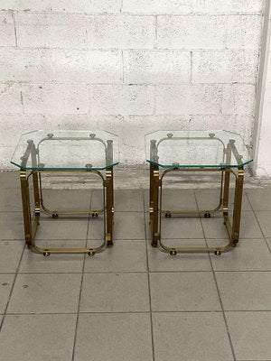 Tables in Brass and Glass, 1970s, Set of 2-JHL-1820799