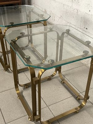 Tables in Brass and Glass, 1970s, Set of 2-JHL-1820799