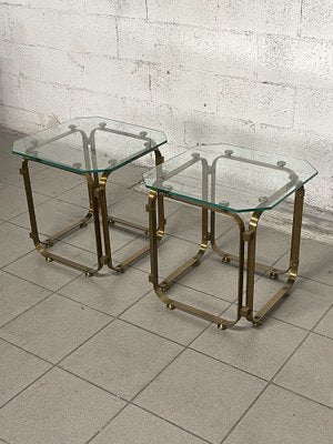 Tables in Brass and Glass, 1970s, Set of 2-JHL-1820799