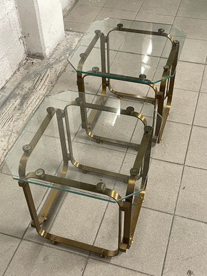 Tables in Brass and Glass, 1970s, Set of 2-JHL-1820799