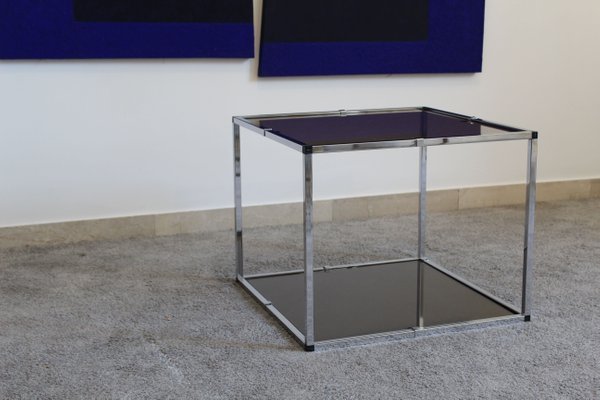 Tables in Chromed Metal and Smoked Glass, Italy, 1970s, Set of 2-OAQ-1417561