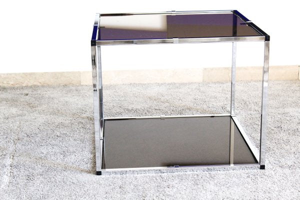 Tables in Chromed Metal and Smoked Glass, Italy, 1970s, Set of 2-OAQ-1417561