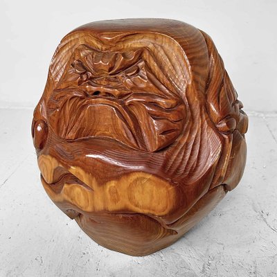 Taishō Keyaki Wood Daruma Figure, Japan, 1920s-DWL-1700507