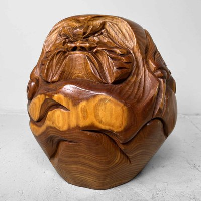 Taishō Keyaki Wood Daruma Figure, Japan, 1920s-DWL-1700507