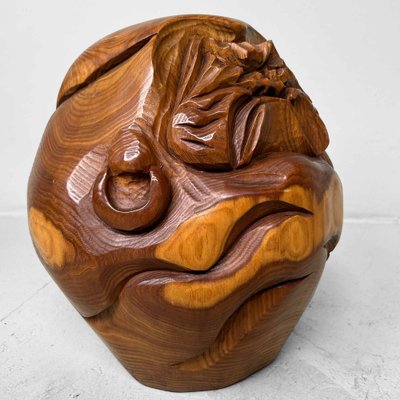 Taishō Keyaki Wood Daruma Figure, Japan, 1920s-DWL-1700507