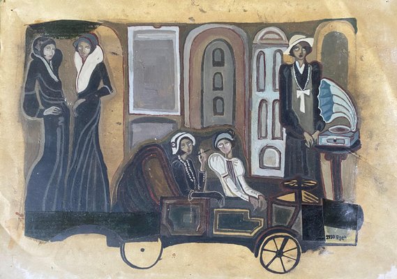 Tako Chanchaleishvili, Women From Retro, 1995, Oil on Paper-CHG-1349340