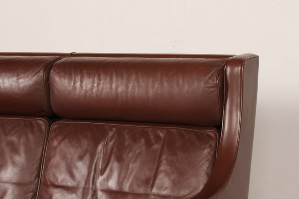 Tall 2432 Wingback Sofa in Brown Leather by Børge Mogensen for Fredericia Stolefabrik, 1970s-QQ-1371889