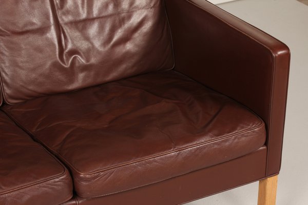 Tall 2432 Wingback Sofa in Brown Leather by Børge Mogensen for Fredericia Stolefabrik, 1970s-QQ-1371889