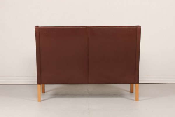 Tall 2432 Wingback Sofa in Brown Leather by Børge Mogensen for Fredericia Stolefabrik, 1970s-QQ-1371889