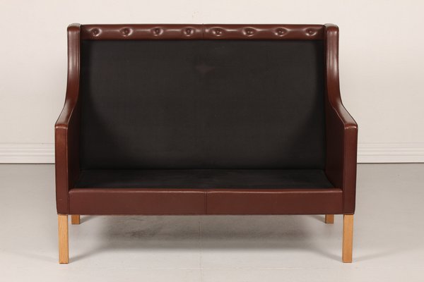 Tall 2432 Wingback Sofa in Brown Leather by Børge Mogensen for Fredericia Stolefabrik, 1970s-QQ-1371889