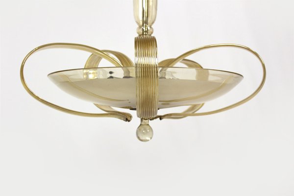 Tall Art Deco Curved Glass Ceiling Light from ESC Zukov, 1940s-WVS-1709167