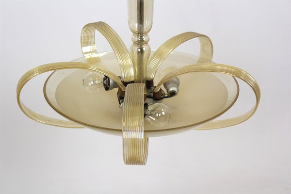 Tall Art Deco Curved Glass Ceiling Light from ESC Zukov, 1940s-WVS-1709167