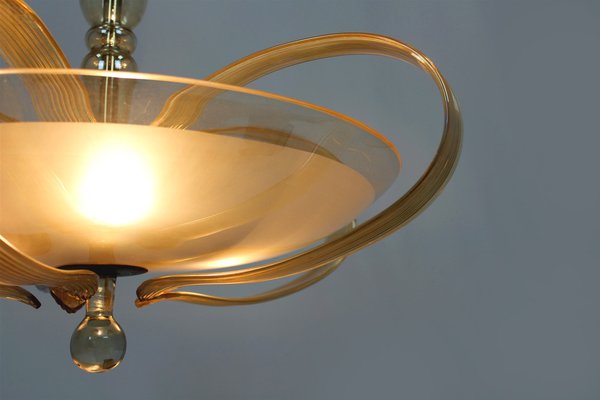 Tall Art Deco Curved Glass Ceiling Light from ESC Zukov, 1940s-WVS-1709167