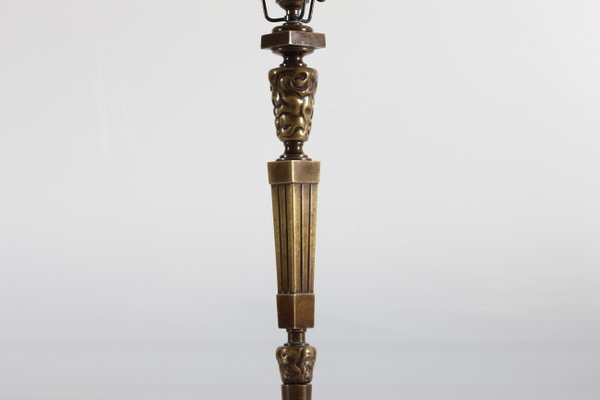 Tall Art Nouveau Patinated Bronze Table Lamp by Thorvald Bindesbøll, Denmark, 1890s-QQ-1375011