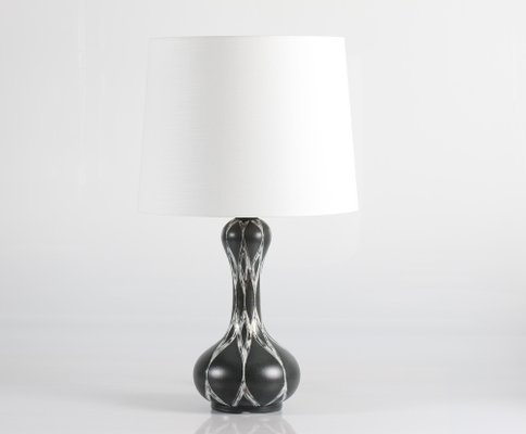 Tall Ceramic Table Lamp with White Shade by Eva & Johannes Andersen, Denmark, 1960s-QQ-1382624