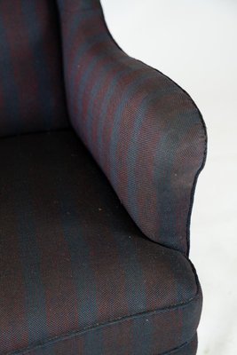 Tall Easy Chair with Dark Striped Fabric, 1940s-UY-852233