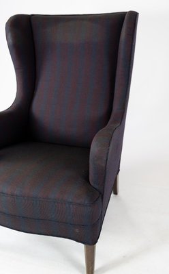 Tall Easy Chair with Dark Striped Fabric, 1940s-UY-852233