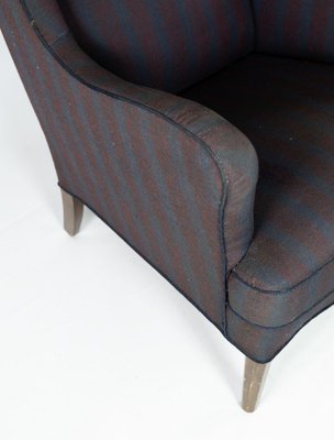 Tall Easy Chair with Dark Striped Fabric, 1940s-UY-852233