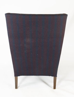 Tall Easy Chair with Dark Striped Fabric, 1940s-UY-852233