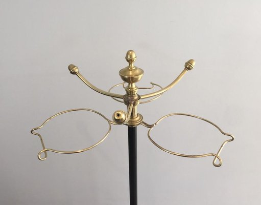 Tall French Black Lacquered & Brass Coat & Hat Rack, 1900s-BA-658669