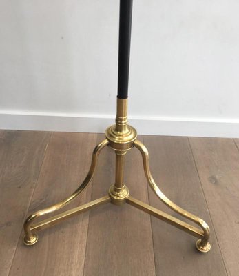 Tall French Black Lacquered & Brass Coat & Hat Rack, 1900s-BA-658669