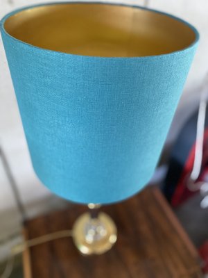 Tall Hollywood Regency Style Table Lamp with Turquoise Lampshade, 1980s-JO-1705585