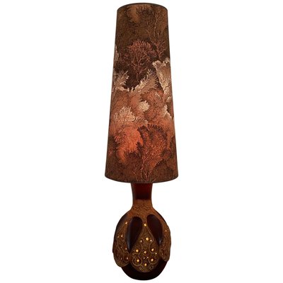 Tall Mid-Century Ceramic Floor Lamp & Shade, 1970s-MXB-1239947