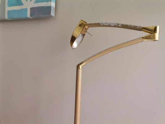 Tall Modernist Golden Height Adjustable Floor Lamp 1970s-SCS-1314115