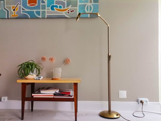 Tall Modernist Golden Height Adjustable Floor Lamp 1970s-SCS-1314115