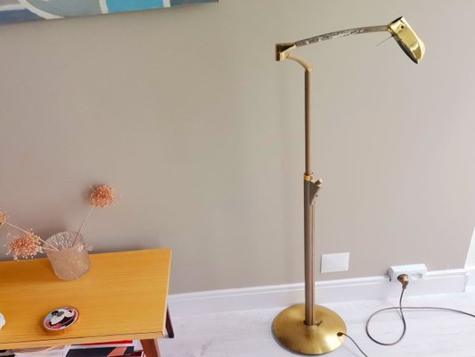 Tall Modernist Golden Height Adjustable Floor Lamp 1970s-SCS-1314115